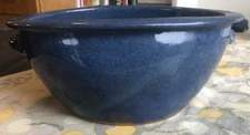 Beautiful Signed Vernon Owens Blue Oval Baking Dish Bowl w Handles 2008