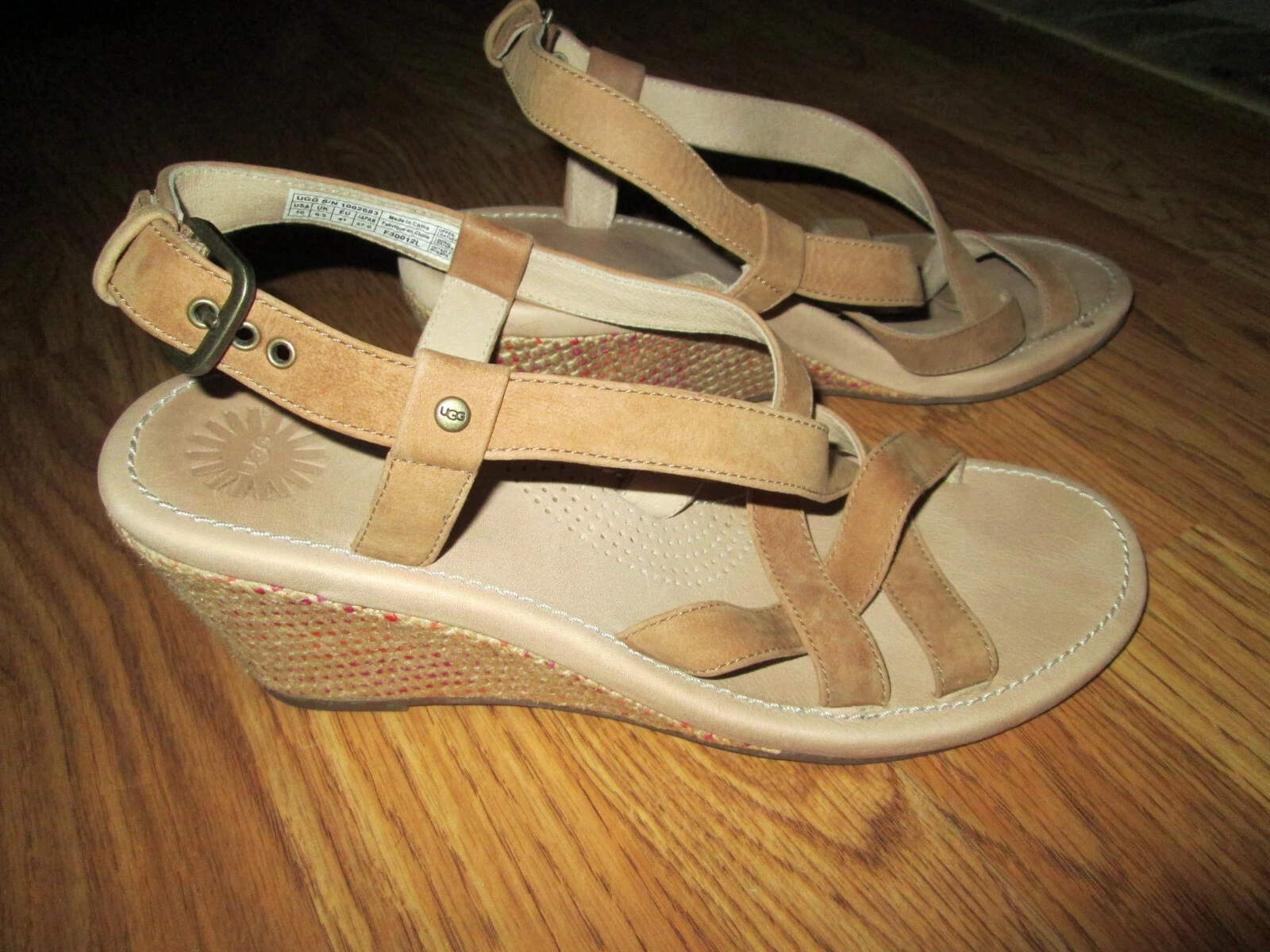 Sandali eleganti donna UGG 1002683 GAIANA pelle zeppa castagno taglia 10 NUOVI