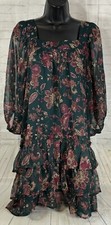 Band Of The Free Women Dress M Tiered Ruffle Floral Cottage Whimsy Goth Boho