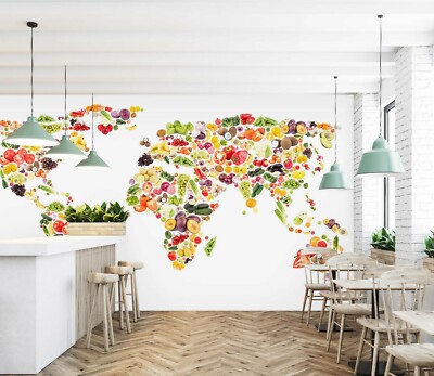 3D Fruit And Vegetable 192NA World Map Wall Paper Wall Print Decal Mural Fay