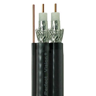 Perfect Vision CB3B06DSCR0-05 Dual RG6 Coax w/ Ground, Solid Copper, Black,500ft