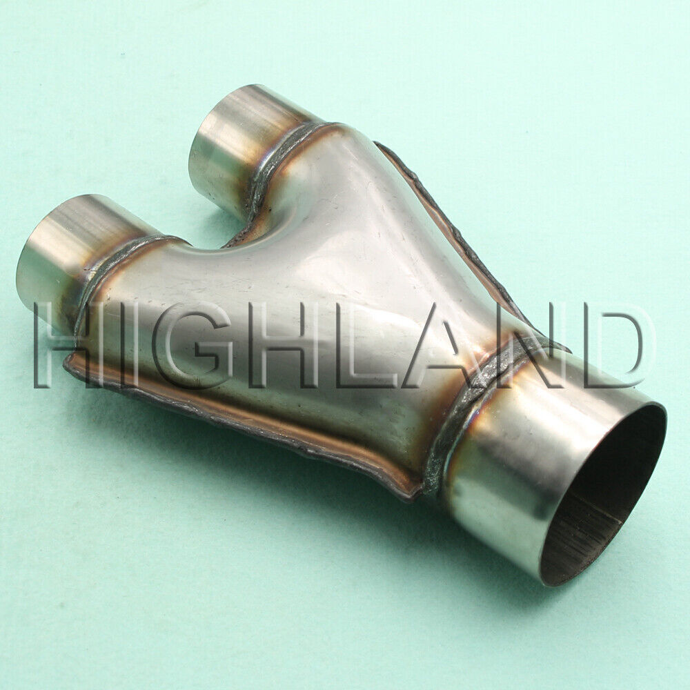 Stainless Steel Exhaust Y Pipe Adapter Connector 3" Single to 2.25