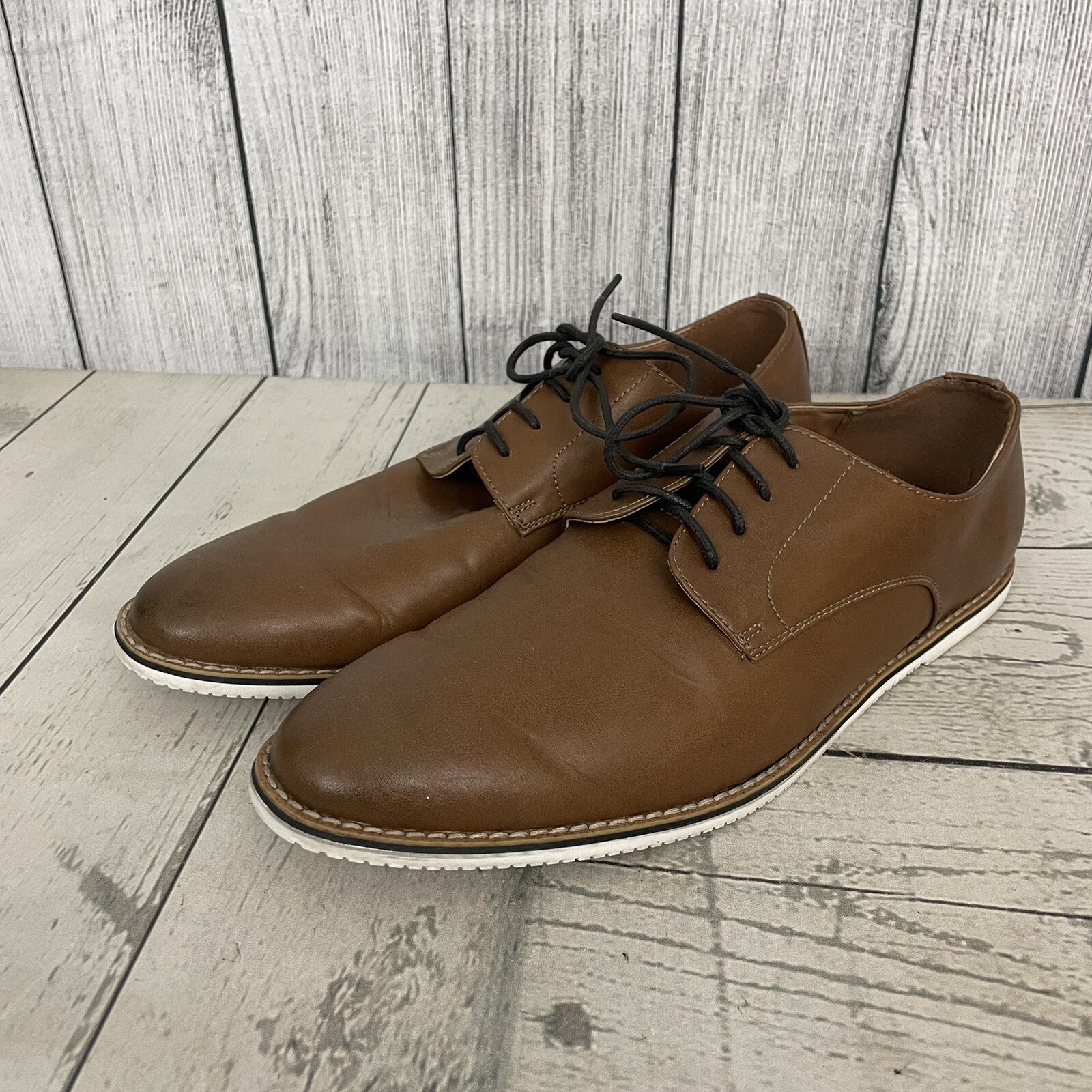 H & M Men's Size 9 / 42 Brown Dress Derby Oxford Lace Up Almond Toe