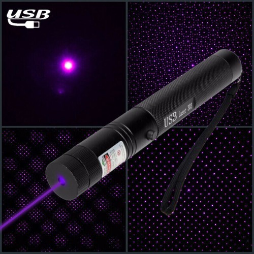 1000Miles Purple Laser Pointer Pen Strong Beam Lazer Torch USB Rechargeable UK - Picture 10 of 11