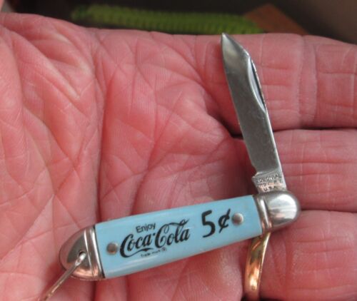 VTG COLONIAL USA ADV: ENJOY COCA COLA 5 cents Small Pen Pocket Knife D6