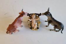 STATUINE PRESEPE FONTANINI - ASINELLO, BUE, CULLA E BAMBINETTO cm 12