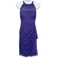 David’s Bridal Short High Neck Mesh Dress Side Cascade Regency Women’s Size 2 F1