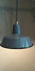 BAUHAUS ART DECO FACTORY LAMP SHADE ENAMEL LIGHT Grey Textile Cord Canopy