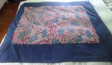 VINTAGE QUILT 49" X 59" WITH A PATRIOTIC THEME FABRIC, COTTON FILLED