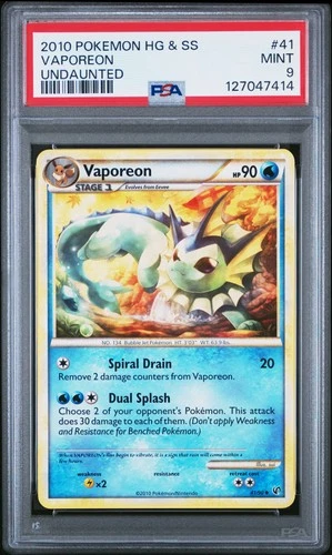 2010 POKEMON HEARTGOLD & SOULSILVER UNDAUNTED #41 VAPOREON PSA 9