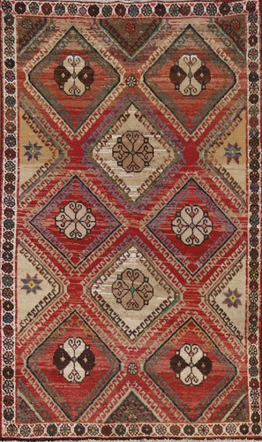 Vintage Geometric Traditional Tribal Rug Wool Hand-made Nomadic Carpet 4x7