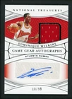 2021-22 DOMINIQUE WILKINS 18/99 AUTO JERSEY PANINI NATIONAL TREASURES GAME GEAR