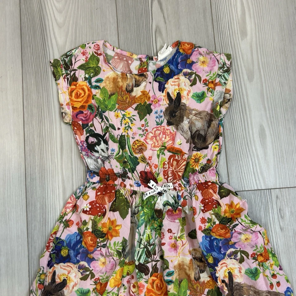 Vestido Nathalie Lete x H&M Niñas 6-7 Años Estampado Animal Conejos Gatos Colorido Foto 2 de 4