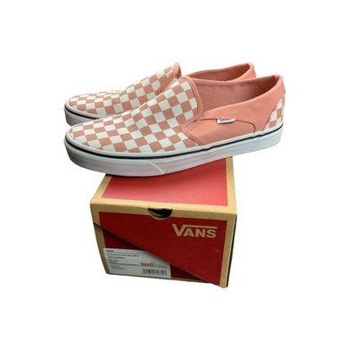 Vans Asher Slip On Checkerboard Rose Dawn White Women s Size 10 w/ Box Skate