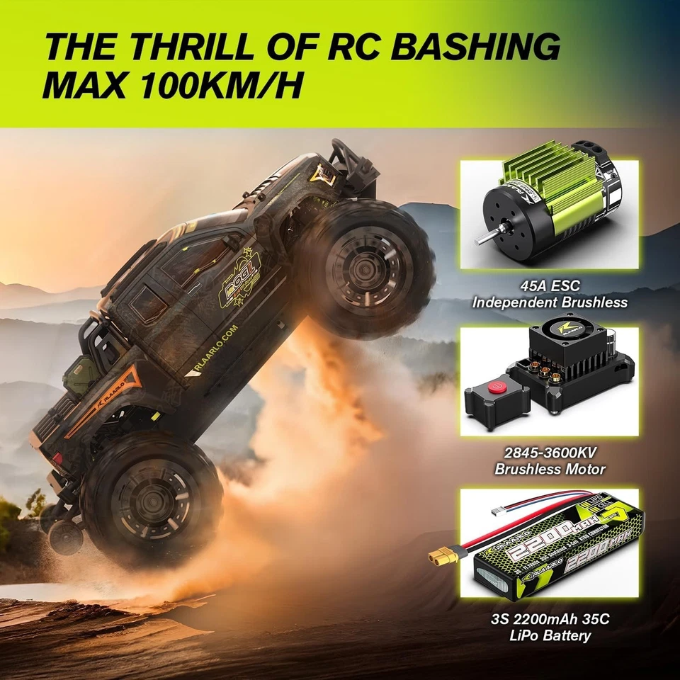 Rlaarlo Rog1 Metal 1/14 Scale Brushless RTR Off-Road RC Monster Truck 3S Lipo - Image 2 of 4