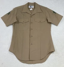 Defense Logistics Agency Shirt Mens M 15.5 Valor Collection Wool Blend USMC Tan