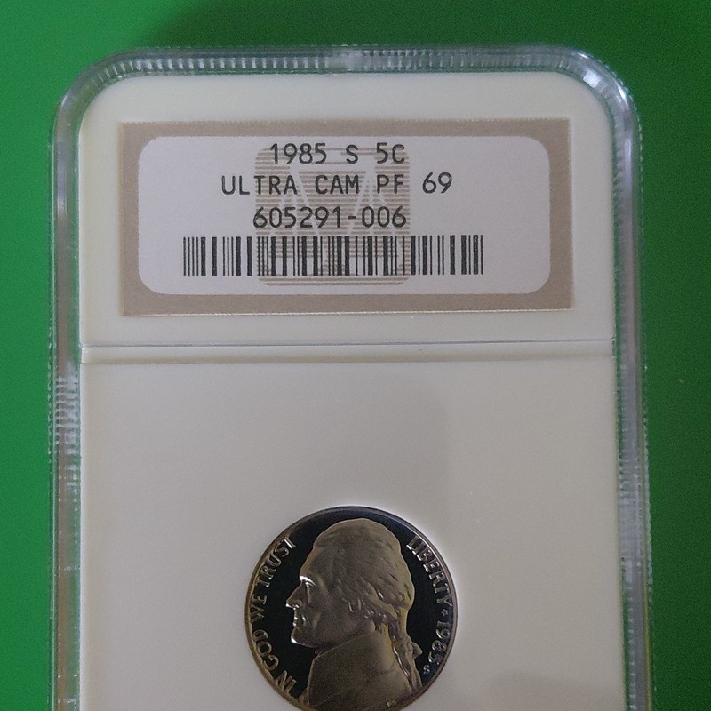 NGC 1985-S Jefferson Nickel 5C Proof PF69 Ultra Cameo Uncirculated SF 605291-006