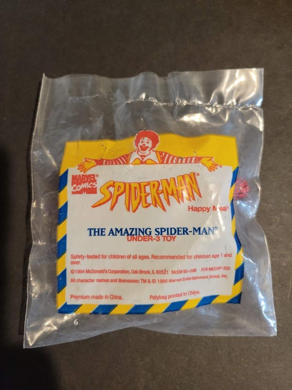 VINTAGE McDonalds Happy Meal Toy The Amazing Spider-Man Sealed 1994 #1 In Series