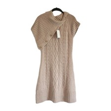 Gap Sweater Dress Womens Large Tan Cable Knit Wool Career Casual Fall Winter