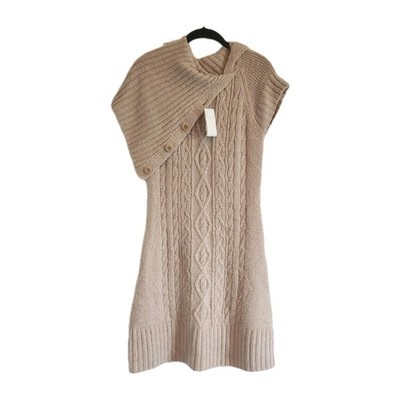 Gap Sweater Dress Womens Large Tan Cable Knit Wool Career Casual Fall Winter