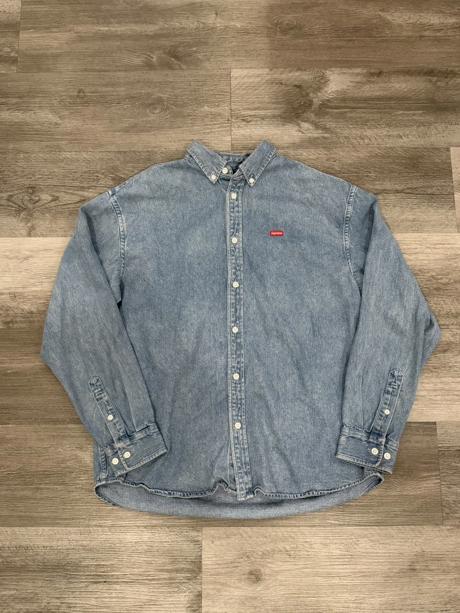 Supreme Denim Long Sleeve Casual Button-Down Shirts for Men for