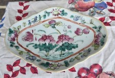 antique 19th-century Chinese famille rose footed porcelain dish.