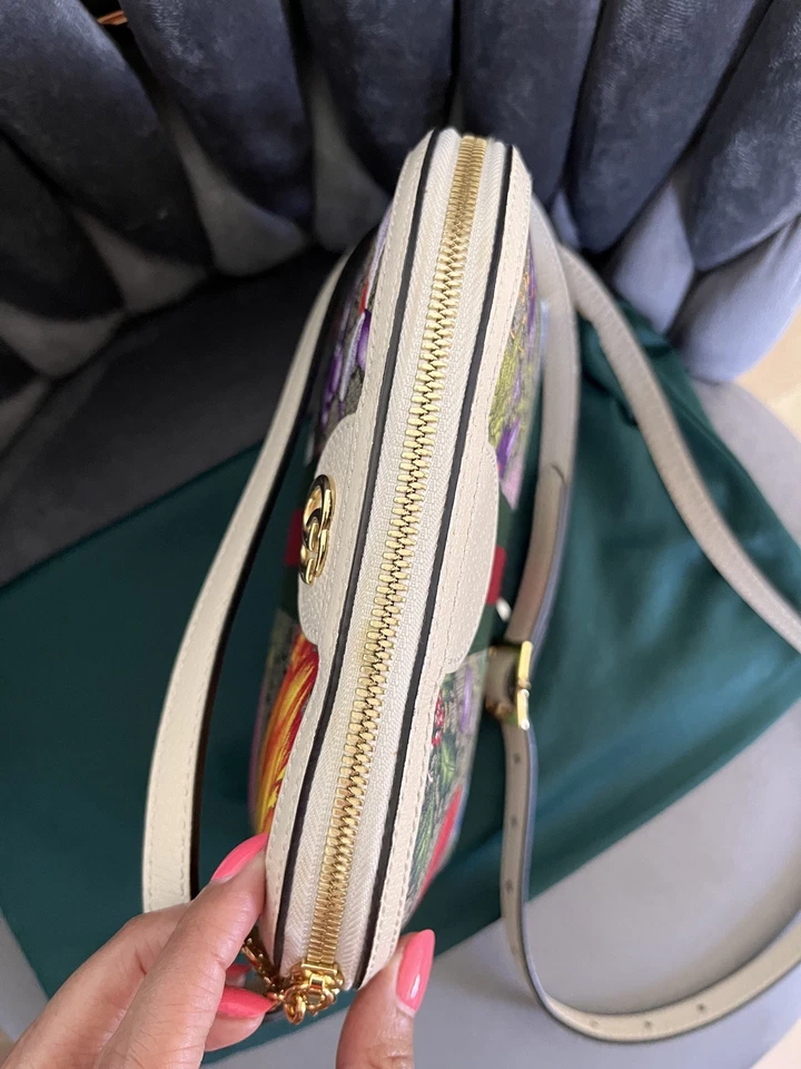 Bolso de Hombro Gucci Ophidia Dome Flora GG Lona Recubierta Pequeño Foto 3 de 4