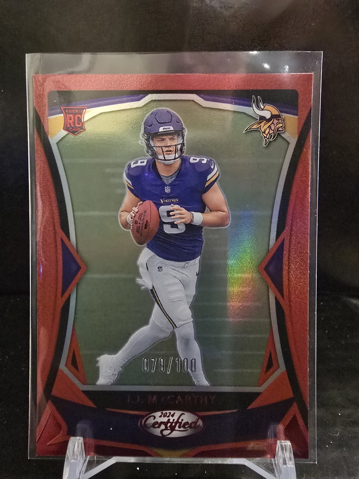 2024 Panini Certified - Rookies J.J. McCarthy #108 Red Mirror /100 (RC)