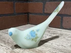 Fenton Blue Satin Glass Bird of Happiness - Handpainted Flowers - Vintage