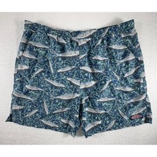 Vineyard Vines Men's XL Tropical Tarpon Chappy Trunks Small Swim Blue Fish Lined