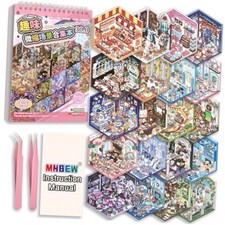 20 Sets DIY 3D Sticker Scene Book for Kids Adults Cozy Room Sticker Animals