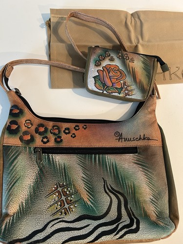 Anuschka Leder Jungle Rose Schulter Crossbody Geldbörse Tasche Geldbörse Staubbeutel Neu - Bild 6 von 7