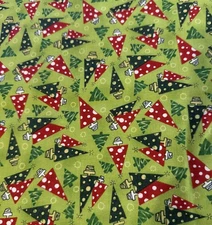 Vintage Christmas Indygo Junction Red Rooster Polka Dot Xmas Trees 44” BTY