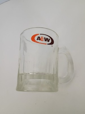 A&W Root Beer Small Clear Glass Mug Collectible Soda Advertising Drinkware