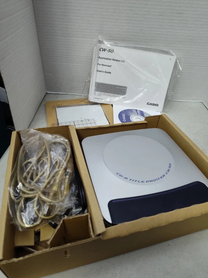 Casio Disc Title Printer CW-50 NEW in Box NOS *Damaged Box* Open Box Condition  - Image 2 of 4