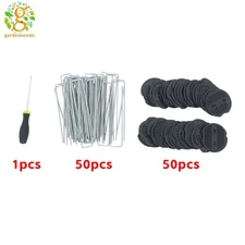 50 Pcs Landscape Garden Staples W/ Pick Hook 6 Inch Plastic Fixing Gasket