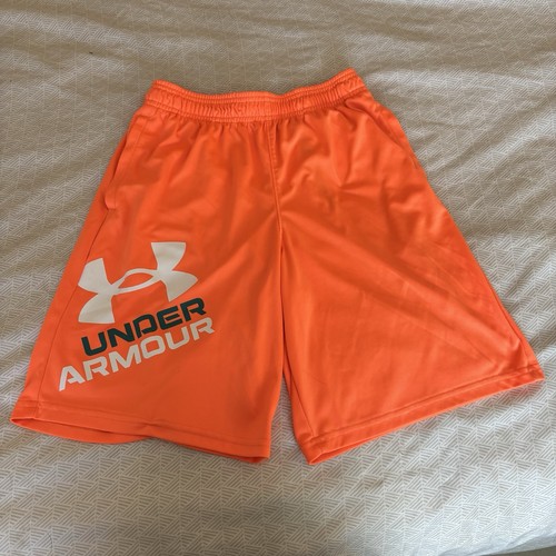 Under Armour Boys Large Loose Orange Neon Drawstring Prototype 2.0 Shorts YLG