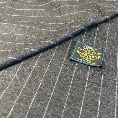 EDWIN WOODHOUSE ヴィンテージ 生地 Edwin Woodhouse VINTAGE TWIST 1.8m Fabric | Grey Chalk Stripe High