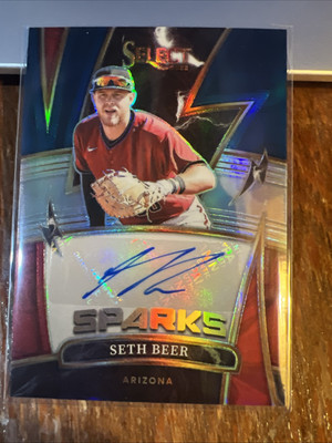 Seth Beer 2022 Select Sparks Signatures Tri-Color Prizm Rookie Auto RC /75