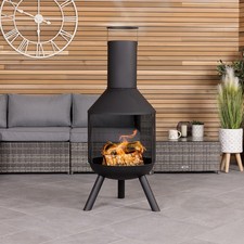 Charles Bentley 44.5cm Round Black Powder Coated Steel Modern Chimenea