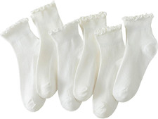 6 Pairs Ruffle Socks Women Cute Frilly Ankle Socks Cotton Slouch Dress Socks New