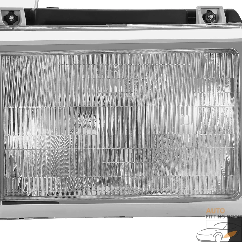 Chrome Headlight For 1987-1991 Ford F150 F250 Bronco Truck w/ Bulbs Left & Right - Image 4 of 4