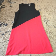Calvin Klein Red Black Color Block Shift Dress Women Size 10