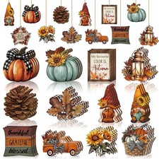 36 Pcs Fall Thanksgiving Tree Ornaments - Gnomes, Pumpkins, Leaves, Autumn Decor