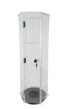 Clear Cabinet Acrylic Showcase Plexiglass Hexagon Shelf Lock Box Valuable Goods