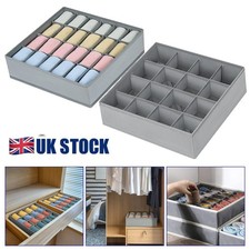 2 Set Drawer Organiser Underwear Socks Tie Bra Storage Wardrobe Box Draw Divider