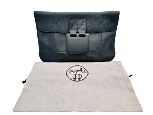 Hermès Clutch Villevolt Tasche Taurillon Clemence Leder Schwarz Handtasche - Picture 13 of 13