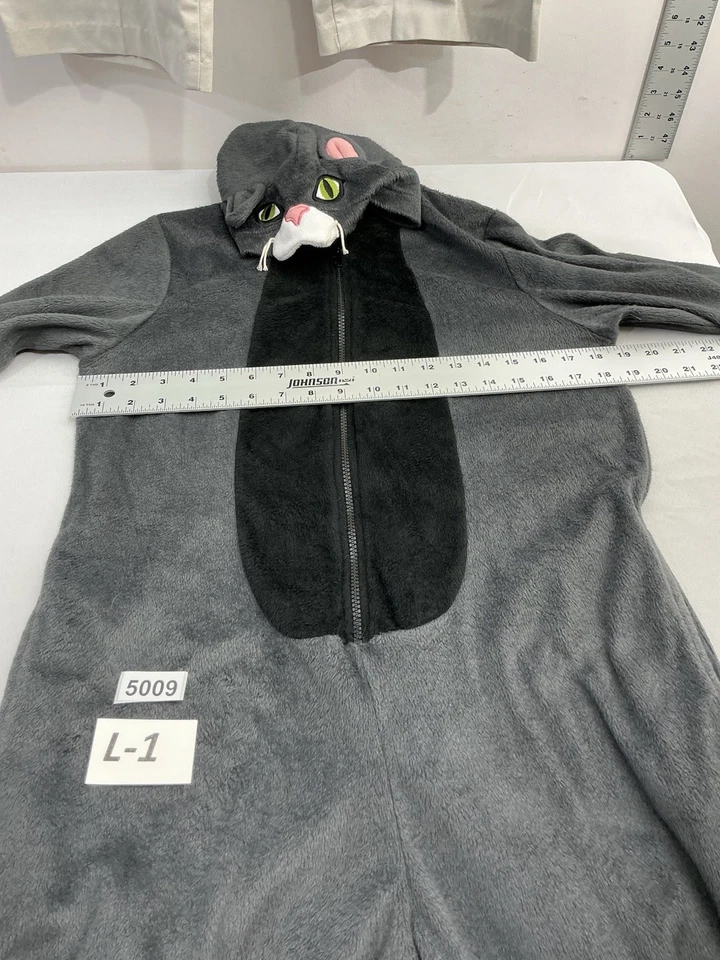 Mujer Xhilaration Ropa de Dormir 1 Pieza Pijama Pequeño Gris Tema Gato Mitones Cremallera Completa  Foto 4 de 4