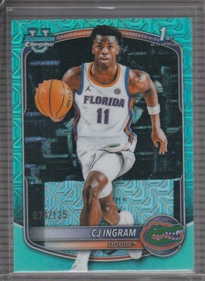2025-26 Bowman #BCP-77 CJ Ingram Chrome Prospects Aqua Mojo Refractor #/125