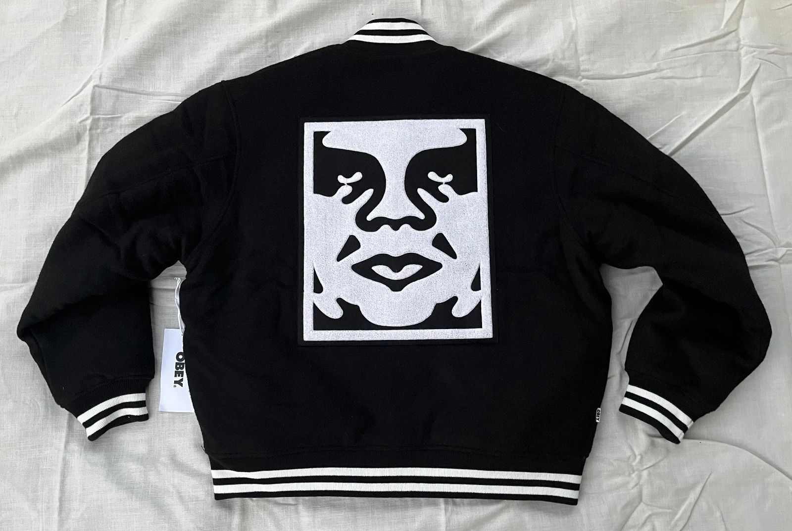OBEY Shepard Fairey AUTHENTIC 2024 PREMIUM LEAGUE ICON VARSITY BOMBER JACKET NWT - product detail image 5